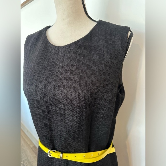 Alfred Sung Size 14 Black Shift Dress Sleeveless Classic Work Office Tweed - Picture 3 of 5